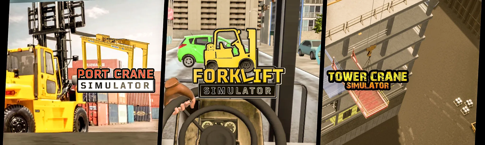 О товаре Crane Simulation Bundle - Tower Crane - Port Crane - Fork Lifter