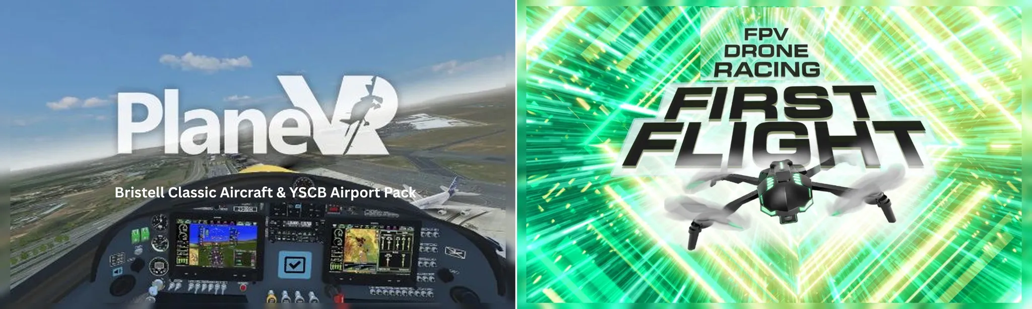 О товаре PlaneVR: Bristell Aircraft + First Flight: FPV Drone Racing Simulator Bundle