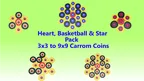 Heart, Basketball & Star Pack – 3x3 to 9x9 Carrom Coins